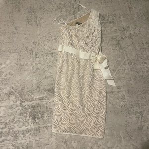 Tadashi Shoji Beige one-Shoulder Dress, size 10